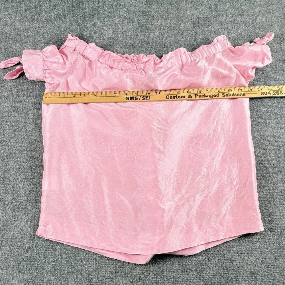 J.Crew Blouse‎ Women's 4T Pink Silk Off Shoulder Peasant Cottagecore Romantic